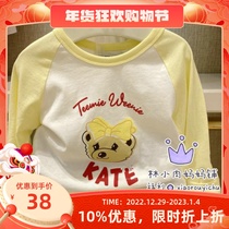 TeenieWeenie Bear Childrens Clothing 2021 Autumn Girls Clothing Color Matching Round Neck Long Sleeve T-Shirt TKLA202352A