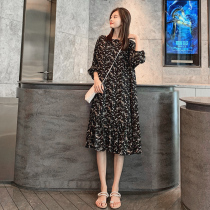 Pregnant women dress 2022 summer new long knee - loose and large - scale skinny snow spinning tide