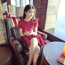 Hong Kong Tide Brand 2021 Summer Fashion Slim Slim Short Sleeve Knitted Dress Temperament Lady Little Red Skirt Short Skirt