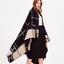 Winter cashmere shawl women thick scarf warm H letter dual-use double-sided men office leisure European and American cloak