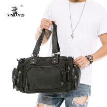 Multi-pocket large capacity short travel Leisure single shoulder inclined satchel waterproof business working hand black mens bag