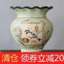 American country home decoration vase creative ceramic vase retro vase set flower and bird painted porcelain