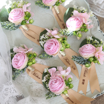 Original design Korean corsage ribbon pin buckle celebration corsage Bride wedding father mother ice cream purple corsage
