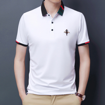 Ice Silk T Shirt Man Short Sleeve Summer Slim 2021 New Turned Collar Embroidery Business Casual High-end Men Polo Shirt