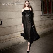  Evening dress female 2021 new banquet noble and elegant temperament black small dress dress 8180YH