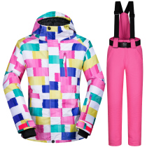 Ski suit womens suit outdoor winter waterproof cotton jacket warm double veneer Korean ski coat thickened