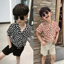 Baby shirt summer short sleeve boys flower shirt summer personality fashion tide childrens summer coat Korean version