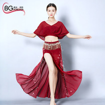 Belly Leather Dance 2020 New Practice Work Out Suit Beginners Spring Summer Sexy Big Code Long Dress Costume
