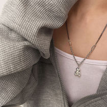 Plus thicker and firmer: cute little bear 925 pure silver necklace personality asymmetry adjustable collarbone chain lady t