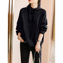 ROUJE POWER thick loose hooded solid color sweater 2021 Spring and Autumn new wild long sleeve top