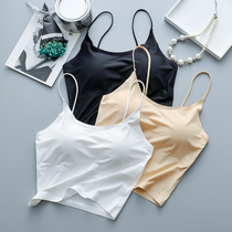 Black ice silk sling anti-light with chest pad wrap chest chest chest long Joker beauty back bottom vest underwear summer