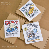 Kazi retro original manuscript cartoon printing thick and solid impervious cotton short sleeve leisure youth T-shirt