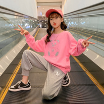 Next win Girls sweater casual jacket autumn and winter sportswear new Chinese childrens Korean pants two-piece suit