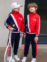 Elementary school uniform set spring and autumn clothing first grade childrens sports meeting class clothing cotton kindergarten garden uniform three-piece set