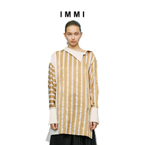 (Designer brand IMMI) retro stitching stripe loose side flap long sleeve shirt 191ST041X