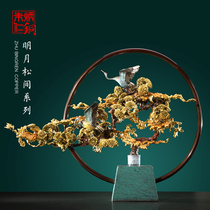 Zhu Bingren Tongzhu Junmins works Mingyue Songzong series melted copper living room desk desktop ornaments crafts