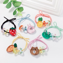 Cartoon Fruit Strawberry Bear Cute Hair Rope Lady Brief Date Ensemble Tennis Red Ins Children Cute Teenage Girl Head Rope Leather Fascia