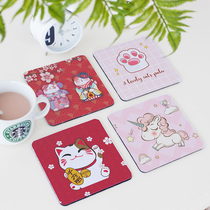 Japanese Cat coaster insulation mat Nordic table mat tea coaster round creative non-slip household bowl mat tea ceremony coaster