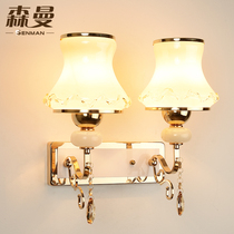 European living room bedroom double-headed wall lamp Simple modern background wall Bedside crystal wall lamp Aisle corridor lamp