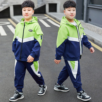 Fat childrens clothing boy sports suit plus fat increase 2021 Spring and Autumn New middle Big Boy loose two-piece tide