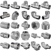 304 stainless steel water pipe connector three-way elbow to direct straight through 4 gas connector accessories for silk inside and outside silk