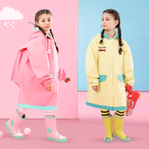 Childrens poncho kindergarten girls primary school baby raincoat rain pants suit Waterproof full body with school bag for children