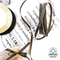 Baking packaging black beige gold thread ribbon 2cm6mm double gold edge ribbon ribbon 25 m cookie packaging