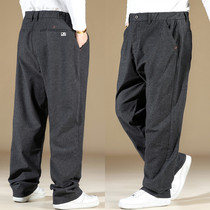 Autumn plus size casual pants mens loose tide fat plus fat mens pants fat guy autumn and winter thick cotton linen trousers