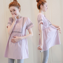 Pregnant Woman Summer Clothing Dress Dress Fashion style 2022 new loose suit short sleeve blouses skirt Two sets of spring dress surges
