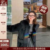 COCO LIMITED is exciting ~ doll collar imported Tuscan straight fur fur one fur coat