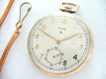 1949 Foreign brought back elgin American ultra-thin 10K gold antique short second pocket watch