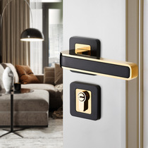 Split room door lock door lock indoor simple solid wood bedroom black toilet with key bathroom handle toilet