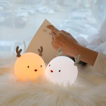 Creative cute deer silicone with sleep lamp Pat night light charging eye protection sleep bedroom bedside charging atmosphere lamp
