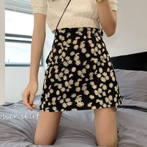 Little daisy skirt women 2021 Spring Summer new popular high waist A- shaped flower buttocks half skirt ins