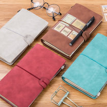 Travel diary Calendar book Strap hand book Portable notebook gift box stationery book Retro college student checkered note hand book Simple strap suit blank page girl girl book