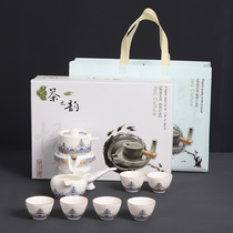 Dehui White Sheep Jade White Porcelain Jiangyan Seawater Automatic Tea Set Home Gift Tea Set Home Gift Tea Set logo