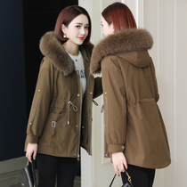 zqqz Parker coat womens long 2021 new fox fur collar Rex rabbit hair liner fur coat D393
