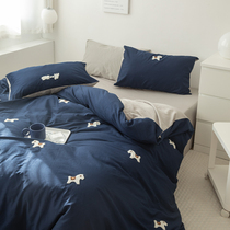 Ins boy cartoon cotton washed cotton four-piece set simple towel embroidered pure cotton Japanese-style childrens room bedding