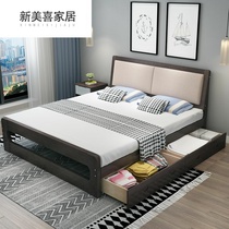 Single bed Adult Small Apartment 1 2 meters bed solid wood bed 1 meter 5 small bed 1 meter 2 double bed 1 5 with mattress