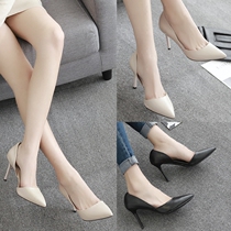 Net Red High Heel Shoe Woman Small Code 32 Yard Fine Heel Grey Bridesmaid Shoes Rice White Light Color Side Empty Light Mouth Naked Color Single Shoes