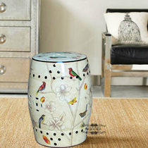 New Chinese-style European-style hand-painted ceramic drum stool home decoration ornaments American country classical dressing stool changing shoe stool round pier stool