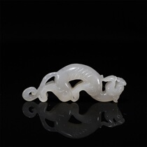 Old collection of Hetian Yurui beast dragon pattern handle (with material certificate) H-3142