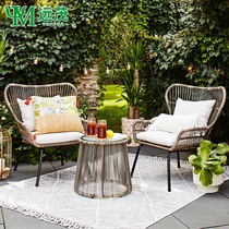 Far-lush Nordic balcony small table and chairs combined table two chairs net red small tea table balcony tea table and chairs combined light and luxurious