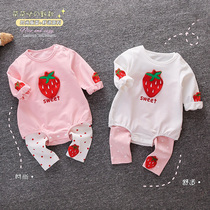 Baby Conjoined Clothes Fall Super Cute Ocean Qi Woman Baby Suit Long Sleeve Khae Net Red Climbing Clothing Thin and two sets