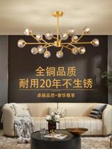 All-copper light luxury crystal chandelier Living room lights Simple modern atmosphere new net red molecular lights Nordic bedroom lamps