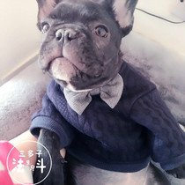 Fou pooch clothes spring autumn loaded with butterfly knot chubby dog knit sweatshirt Bulldog Bulldog Puppies gentlemen.