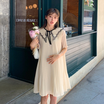 MITI Mitti Fashion Maternity Clothing 2021 Summer New Loose Plus Size Pregnancy Clothes Chiffon Long Skirt