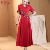 Mrs. Qiang Mama Toast Wedding dress Red women dress wedding dress dress Mother-in-law dress summer