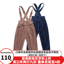 Bara Bara girls 2019 spring and autumn female childrens trousers corduroy bib tide 21083190203