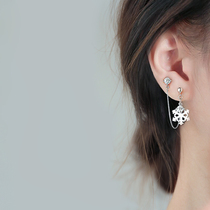 s925 sterling silver stud earrings female snowflake earrings double ear pierced simple personality trendsetter fashion ear jewelry cold wind South Korea